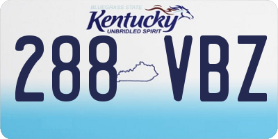 KY license plate 288VBZ