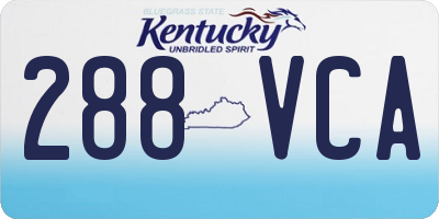 KY license plate 288VCA
