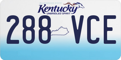 KY license plate 288VCE