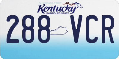 KY license plate 288VCR