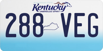 KY license plate 288VEG
