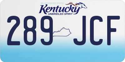 KY license plate 289JCF