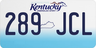 KY license plate 289JCL