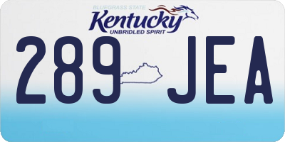 KY license plate 289JEA