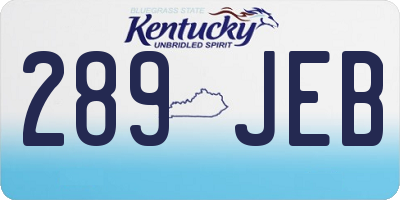 KY license plate 289JEB
