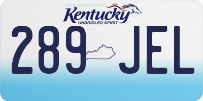 KY license plate 289JEL