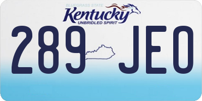 KY license plate 289JEO