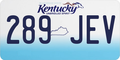 KY license plate 289JEV