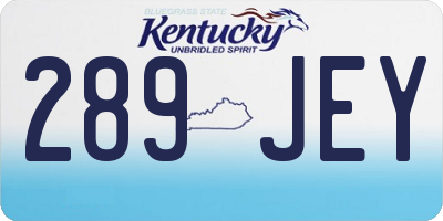 KY license plate 289JEY
