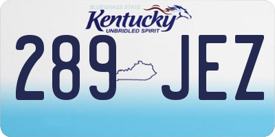 KY license plate 289JEZ