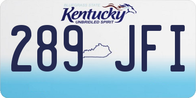 KY license plate 289JFI