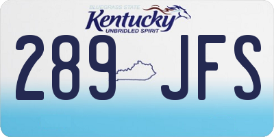 KY license plate 289JFS