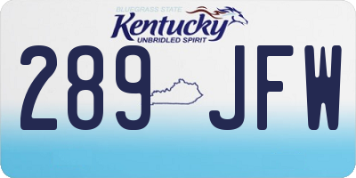 KY license plate 289JFW