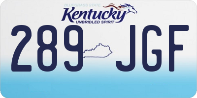 KY license plate 289JGF