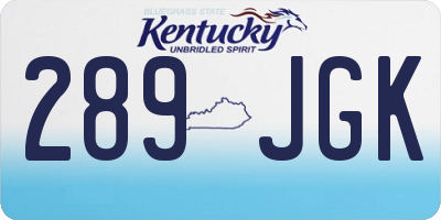 KY license plate 289JGK