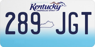 KY license plate 289JGT