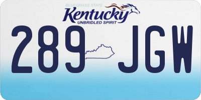 KY license plate 289JGW
