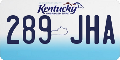 KY license plate 289JHA
