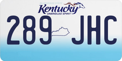 KY license plate 289JHC