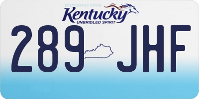 KY license plate 289JHF