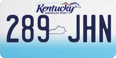 KY license plate 289JHN