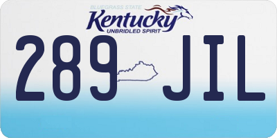 KY license plate 289JIL