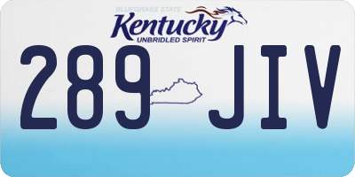 KY license plate 289JIV