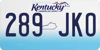 KY license plate 289JKO