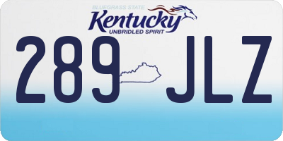 KY license plate 289JLZ