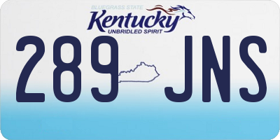 KY license plate 289JNS