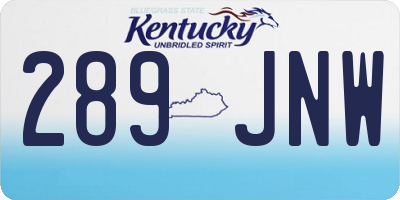 KY license plate 289JNW