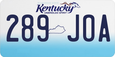 KY license plate 289JOA
