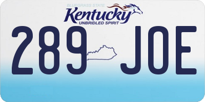 KY license plate 289JOE