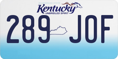 KY license plate 289JOF