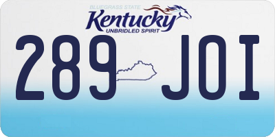 KY license plate 289JOI