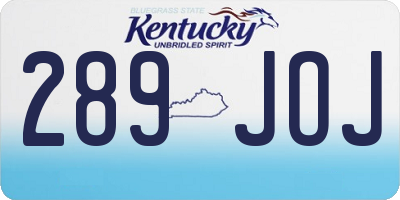 KY license plate 289JOJ
