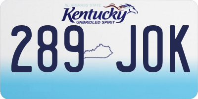 KY license plate 289JOK