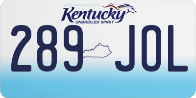 KY license plate 289JOL