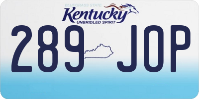 KY license plate 289JOP