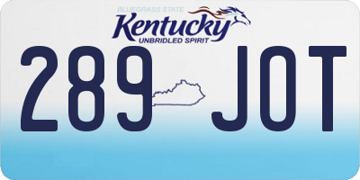 KY license plate 289JOT