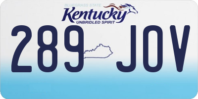 KY license plate 289JOV