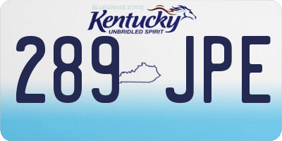 KY license plate 289JPE