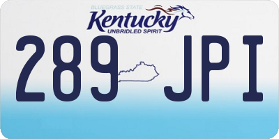 KY license plate 289JPI