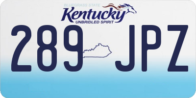 KY license plate 289JPZ