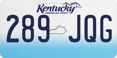 KY license plate 289JQG