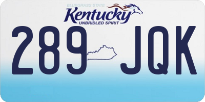 KY license plate 289JQK