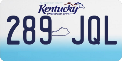 KY license plate 289JQL