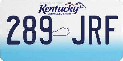 KY license plate 289JRF