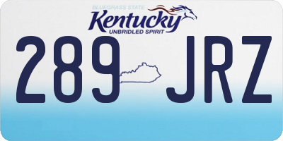 KY license plate 289JRZ