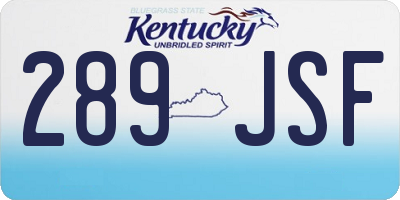 KY license plate 289JSF